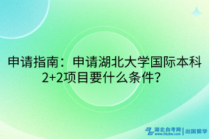 申請指南：申請湖北大學國際本科2+2項目要什么條件？