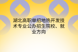 湖北高職單招地?zé)衢_發(fā)技術(shù)專業(yè)公辦招生院校、就業(yè)方向