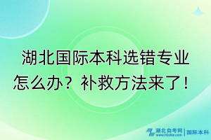 湖北國際本科選錯專業(yè)怎么辦？補(bǔ)救方法來了！