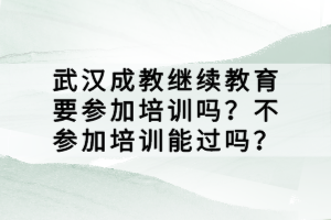 武漢成教繼續(xù)教育要參加培訓(xùn)嗎？不參加培訓(xùn)能過嗎？