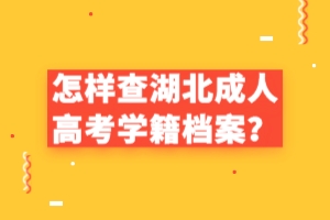 怎樣查湖北成人高考學(xué)籍檔案？