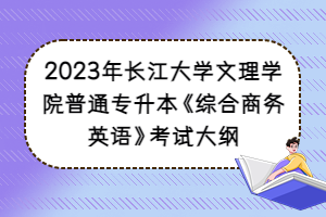 2023年長(zhǎng)江大學(xué)文理學(xué)院普通專升本《綜合商務(wù)英語(yǔ)》考試大綱