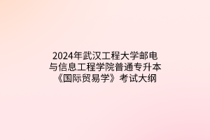 2024年武漢工程大學郵電與信息工程學院普通專升本《國際貿易學》考試大綱