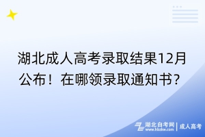 湖北成人高考錄取結(jié)果12月公布！在哪領(lǐng)錄取通知書(shū)？