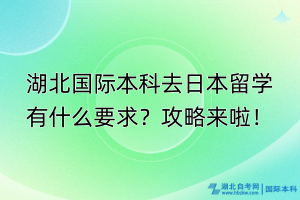 湖北國(guó)際本科去日本留學(xué)有什么要求？攻略來啦！