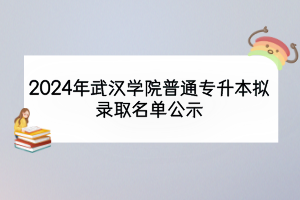 2024年武漢學(xué)院普通專升本擬錄取名單公示