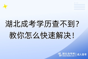 湖北成考學(xué)歷查不到？教你怎么快速解決！