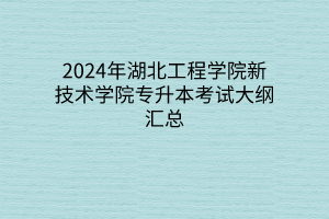 2024年湖北工程學(xué)院新技術(shù)學(xué)院專升本考試大綱匯總