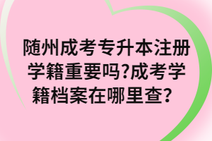 隨州成考專升本注冊(cè)學(xué)籍重要嗎?成考學(xué)籍檔案在哪里查？