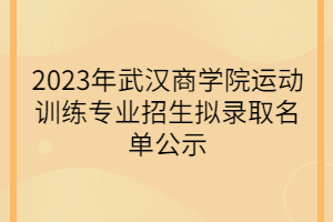 2023年武漢商學(xué)院運(yùn)動(dòng)訓(xùn)練專業(yè)招生擬錄取名單公示