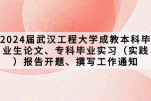 2024屆武漢工程大學成教本科畢業(yè)生論文、?？飘厴I(yè)實習（實踐）報告開題、撰寫工作通知