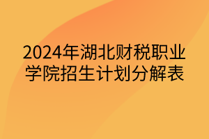 2024年湖北財(cái)稅職業(yè)學(xué)院招生計(jì)劃分解表