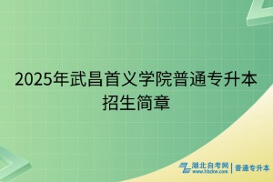 2025年武昌首義學院普通專升本招生簡章