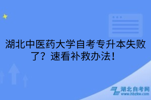 湖北中醫(yī)藥大學自考專升本失敗了？速看補救辦法！