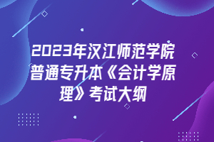 2023年漢江師范學(xué)院普通專升本《會計學(xué)原理》考試大綱