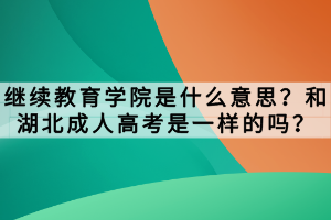 繼續(xù)教育學(xué)院是什么意思？和湖北成人高考是一樣的嗎？