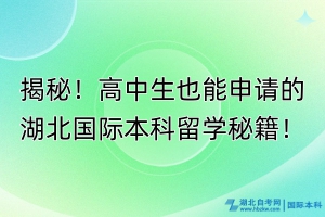 揭秘！高中生也能申請的湖北國際本科留學(xué)秘籍！