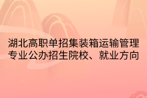 湖北高職單招集裝箱運(yùn)輸管理專業(yè)公辦招生院校、就業(yè)方向