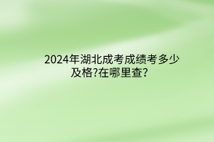 2024年湖北成考成績考多少及格?在哪里查？