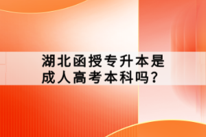 湖北函授專升本是成人高考本科嗎？