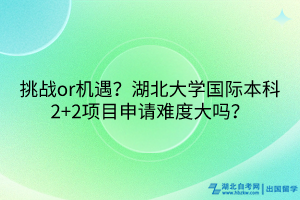 挑戰(zhàn)or機遇？湖北大學國際本科2+2項目申請難度大嗎？