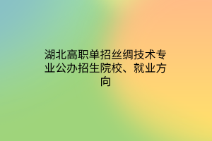 湖北高職單招絲綢技術專業(yè)公辦招生院校、就業(yè)方向