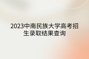 2023中南民族大學(xué)高考招生錄取結(jié)果查詢