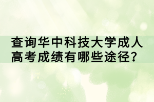 查詢?nèi)A中科技大學(xué)成人高考成績有哪些途徑？