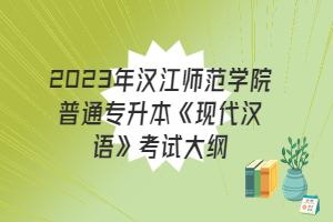 2023年漢江師范學(xué)院普通專升本《現(xiàn)代漢語》考試大綱