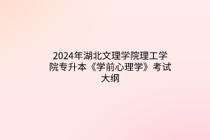 2024年湖北文理學(xué)院理工學(xué)院專升本《學(xué)前心理學(xué)》考試大綱