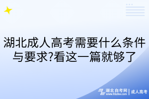 湖北成人高考需要什么條件與要求?看這一篇就夠了