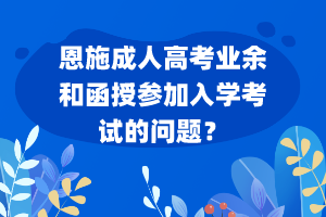 恩施成人高考業(yè)余和函授參加入學考試的問題？