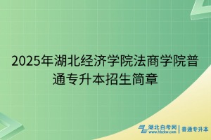 2025年湖北經濟學院法商學院普通專升本招生簡章