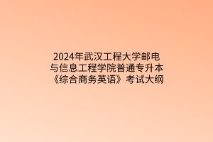 ?2024年武漢工程大學郵電與信息工程學院普通專升本《綜合商務英語》考試大綱