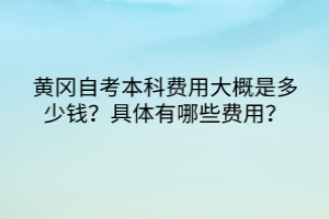 黃岡自考本科費用大概是多少錢？具體有哪些費用？