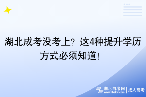 湖北成考沒考上？這4種提升學(xué)歷方式必須知道！