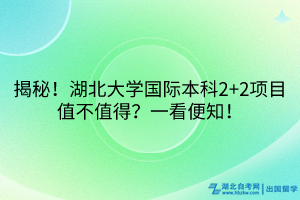 揭秘！湖北大學國際本科2+2項目值不值得？一看便知！