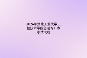 2024年湖北工業(yè)大學工程技術學院普通專升本考試大綱匯總