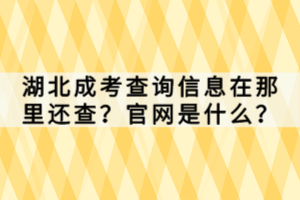 湖北成考查詢信息在那里還查？官網(wǎng)是什么？