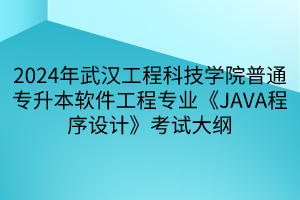 2024年武漢工程科技學(xué)院普通專升本軟件工程專業(yè)《JAVA程序設(shè)計(jì)》考試大綱