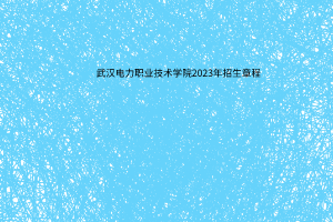 2023武漢電力職業(yè)技術學院招生簡章