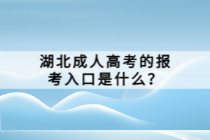 湖北成人高考的報考入口是什么？