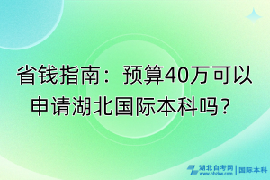 省錢(qián)指南：預(yù)算40萬(wàn)可以申請(qǐng)湖北國(guó)際本科嗎？