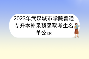 2023年武漢城市學(xué)院普通專升本補(bǔ)錄預(yù)錄取考生名單公示