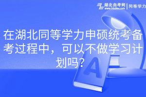 在湖北同等學(xué)力申碩統(tǒng)考備考過程中，可以不做學(xué)習(xí)計(jì)劃嗎？