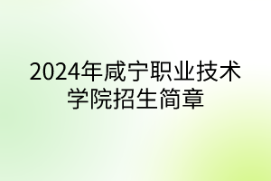 2024年咸寧職業(yè)技術(shù)學(xué)院招生簡(jiǎn)章