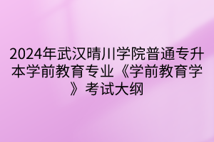 2024年武漢晴川學院普通專升本學前教育專業(yè)《學前教育學》考試大綱