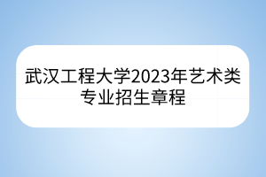 武漢工程大學(xué)2023年藝術(shù)類專業(yè)招生章程