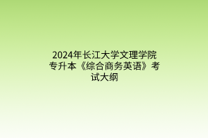 2024年長(zhǎng)江大學(xué)文理學(xué)院專升本《綜合商務(wù)英語》考試大綱