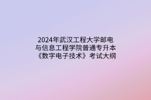 2024年武漢工程大學(xué)郵電與信息工程學(xué)院普通專升本《數(shù)字電子技術(shù)》考試大綱